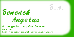 benedek angelus business card